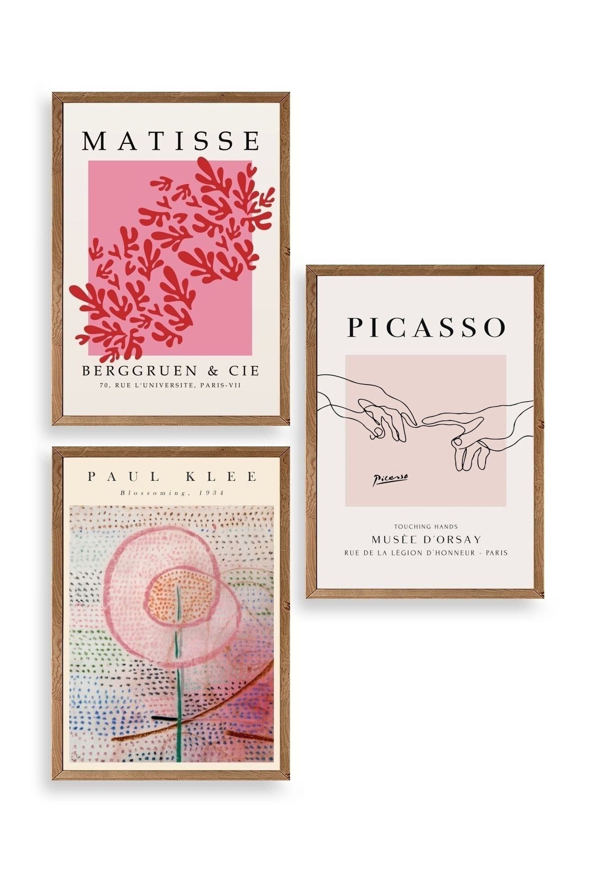 Ünlü Tablolar Üçlü Ahşap Çerçeveli Tablo 30 x 40