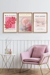 Ünlü Tablolar Üçlü Ahşap Çerçeveli Tablo 50 x 70