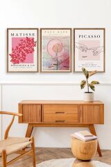 Ünlü Tablolar Üçlü Ahşap Çerçeveli Tablo 50 x 70