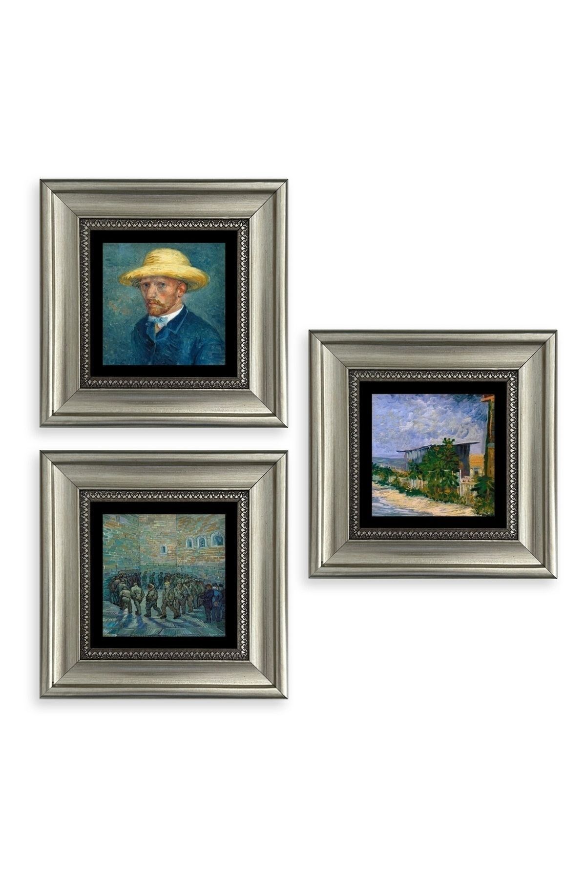 Van Gogh 3 lü Set Çerçeveli Taş Tablo 20 cm