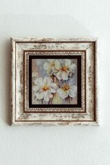 Çiçek Çerçeveli Taş Tablo , Çerçeveli Taş Duvar Dekoru-enkcrcvtbl-00204 20 cm