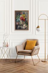 Vazodaki Çiçek Buketi Ahşap Çerçeveli Tablo 23 x 30