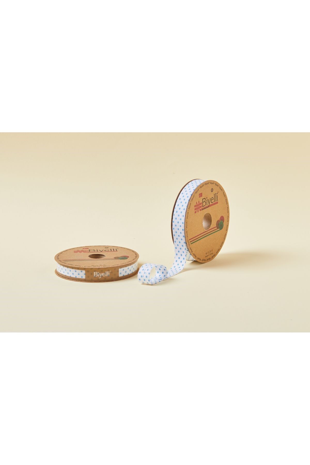 Biye Puanlı Katlı B01 Mavi 2 cm 25 Metre %65 Koton %35 Polyester