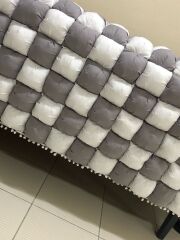 GRİ-BEYAZ 40 YAMA BEBEK YORGANI , BEBEK MİNDERİ