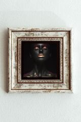 Afrikalı Kadın Çerçeveli Taş Tablo , Çerçeveli Taş Duvar Dekoru-enkcrcvtbl-00182 20 cm