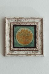 Lotus Çiçeği Çerçeveli Taş Tablo , Çerçeveli Taş Duvar Dekoru 20 cm