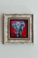 Fil Tasarımlı Çerçeveli Taş Tablo , Çerçeveli Taş Duvar Dekoru 20 cm