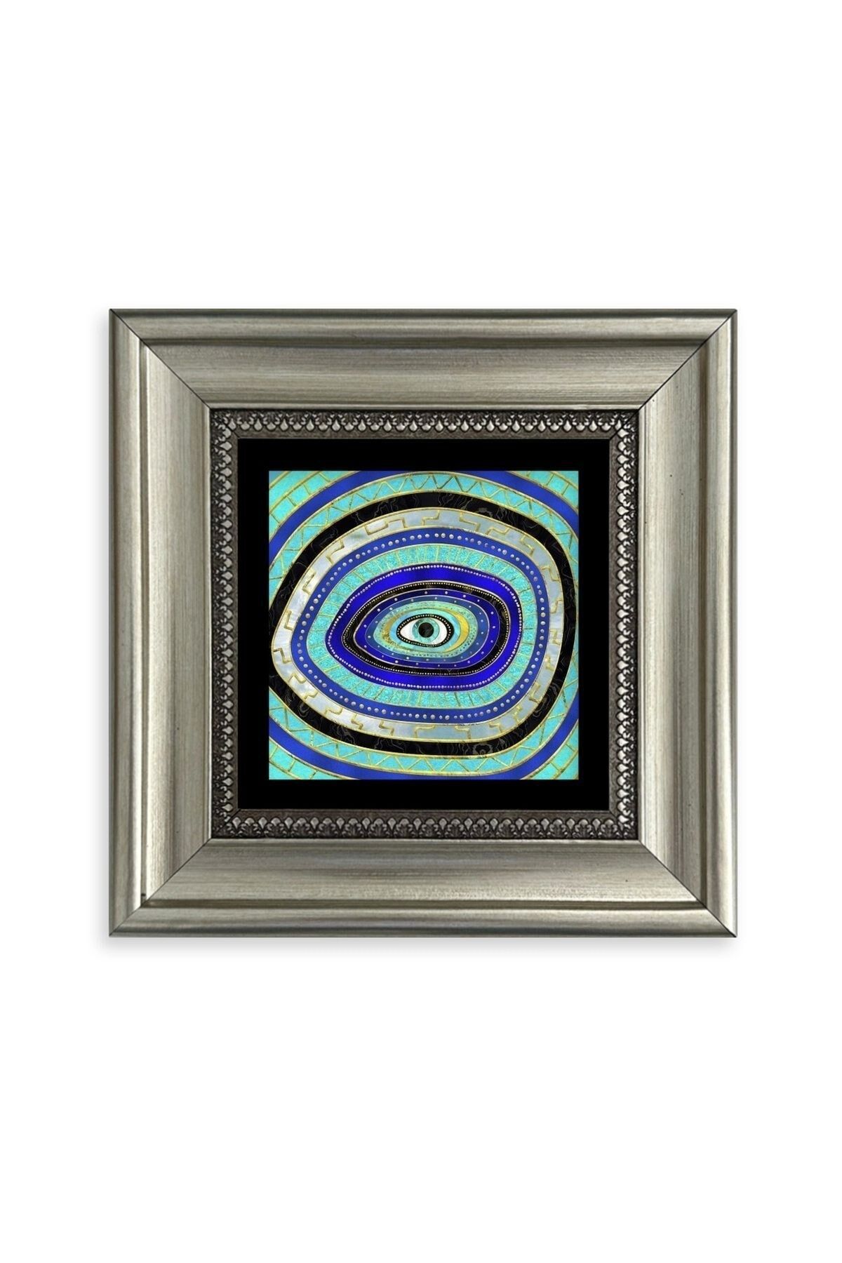 Nazar Boncuğu Çerçeveli Taş Tablo 20 cm