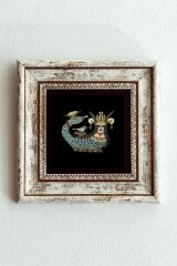 Şahmeran Çerçeveli Taş Tablo , Çerçeveli Taş Duvar Dekoru 20 cm