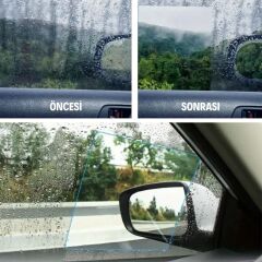 BUFFER® 4 Parça Yan Aynalar ve Yan Camlar İçin Araç Ayna Yağmur Kaydırıcı ve Cam Buğu Önleyici Film Seti