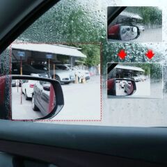 BUFFER® 4 Parça Yan Aynalar ve Yan Camlar İçin Araç Ayna Yağmur Kaydırıcı ve Cam Buğu Önleyici Film Seti