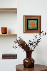 Lotus Çiçeği Çerçeveli Taş Tablo 20 cm