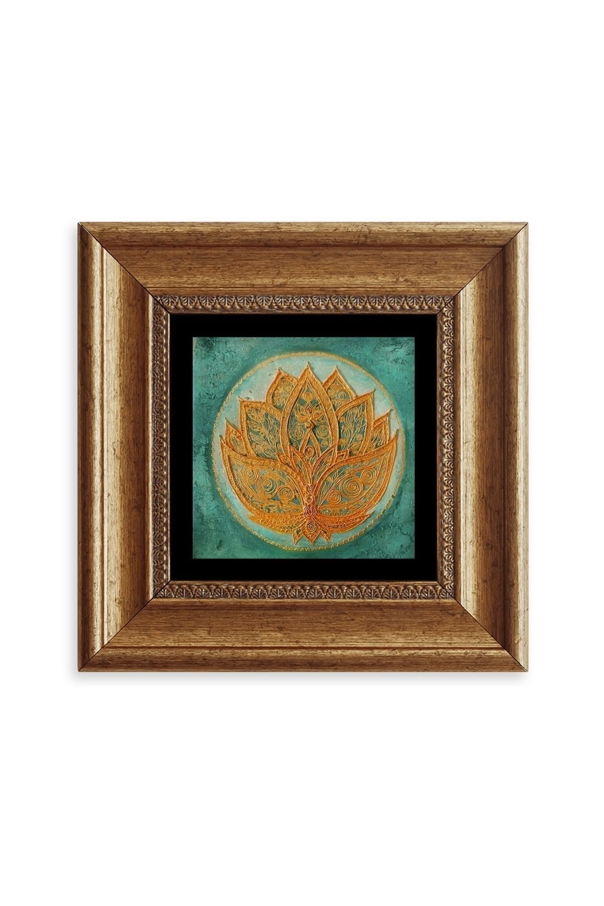 Lotus Çiçeği Çerçeveli Taş Tablo 20 cm