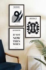 Modern Üçlü Ahşap Çerçeveli Tablo 40 x 60