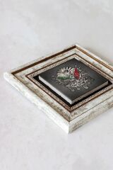 Osmanlı Tuğrası Çerçeveli Taş Tablo , Çerçeveli Taş Duvar Dekoru-enkcrcvtbl-00172 20 cm