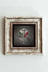 Osmanlı Tuğrası Çerçeveli Taş Tablo , Çerçeveli Taş Duvar Dekoru-enkcrcvtbl-00172 20 cm