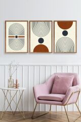 Rahatlatıcı Şekiller Üçlü Ahşap Çerçeveli Tablo 23 x 30