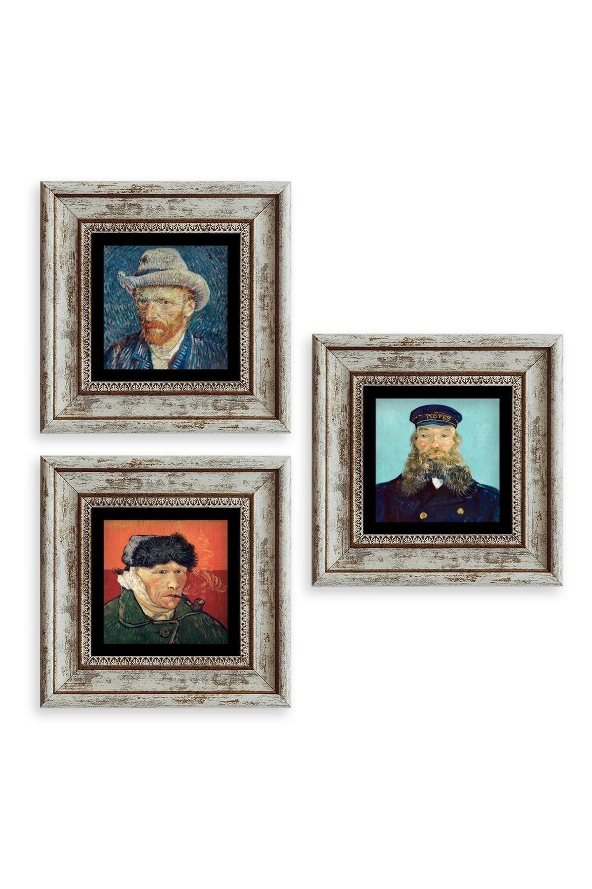 Van Gogh 3 lü Set Çerçeveli Taş Tablo 20 cm
