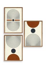 Rahatlatıcı Şekiller Üçlü Ahşap Çerçeveli Tablo 23 x 30