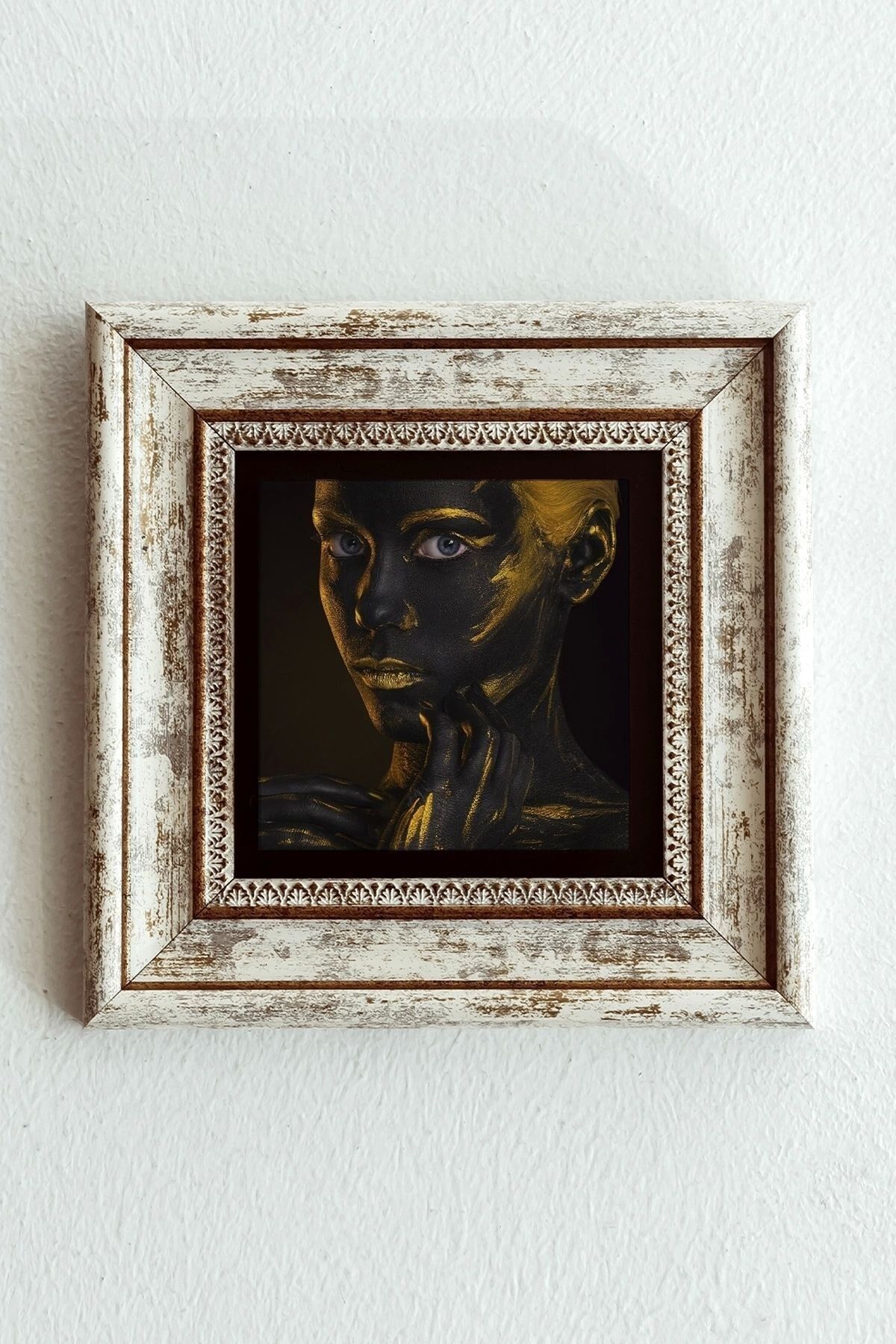 Afrikalı Kadın Çerçeveli Taş Tablo , Çerçeveli Taş Duvar Dekoru-enkcrcvtbl-00162 20 cm