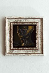 Afrikalı Kadın Çerçeveli Taş Tablo , Çerçeveli Taş Duvar Dekoru-enkcrcvtbl-00162 20 cm