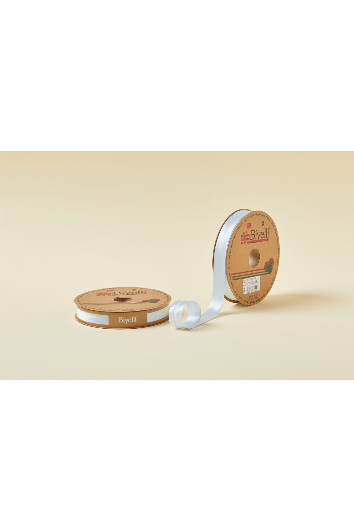 Biye Saten Katlı 003 Açık Mavi 2 cm 25 Metre %100 Polyester