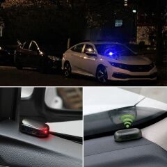 BUFFER®  Araç İçin Caydırıcı Solar Enerji İle Şarj Olan  Güçlü Yapışkanlı Işıklı Plastik Mini Sahte Alarm