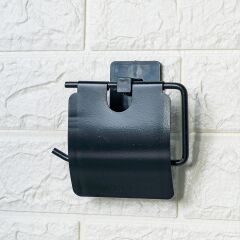 BUFFER® Kendiliğinden Yapışkanlı Siyah Paslanmaz Metal Kapaklı Tuvalet Kağıtlığı Aparatı