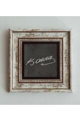 Atatürk Imzası Çerçeveli Taş Tablo , Çerçeveli Taş Duvar Dekoru 20 cm