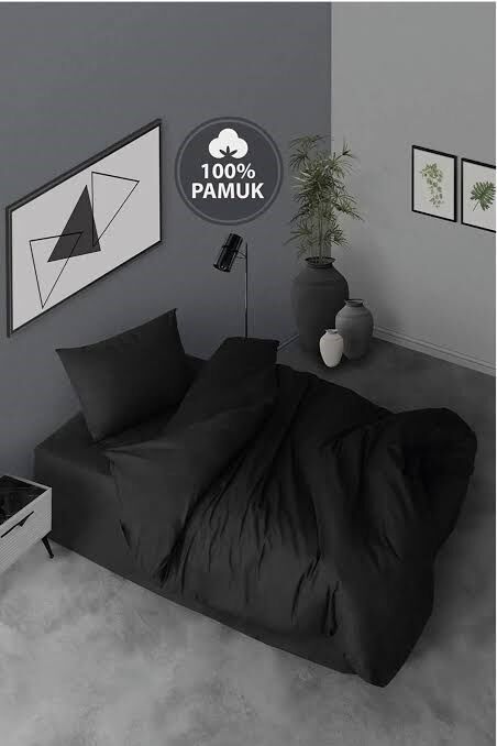 3 PARÇA TEK KİŞİLİK SİYAH NEVRESİM TAKIMI