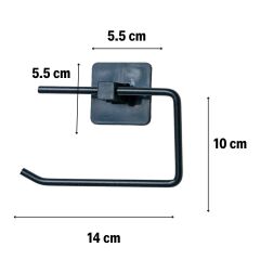 BUFFER® Kendiliğinden Yapışkanlı Siyah Paslanmaz Metal Kapaksız Tuvalet Kağıtlığı Aparatı