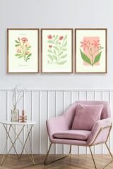 Botanik Üçlü Ahşap Çerçeveli Tablo 23 x 30