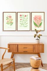 Botanik Üçlü Ahşap Çerçeveli Tablo 50 x 70