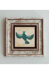 Kuş Çerçeveli Taş Tablo , Çerçeveli Taş Duvar Dekoru 20 cm