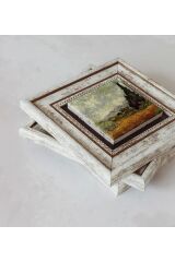 Vincent Van Gogh 3'lü Çerçeveli Taş Tablo , Çerçeveli Taş Duvar Dekoru 20 cm