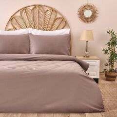 4 Parça kahverengi  çift kişilik nevresim takımı