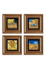 Van Gogh 4 lü Set Çerçeveli Taş Tablo 20 cm