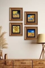 Van Gogh 4 lü Set Çerçeveli Taş Tablo 20 cm