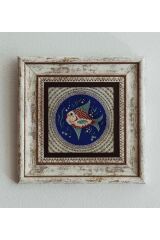 Balık Desenli Çerçeveli Taş Tablo , Çerçeveli Taş Duvar Dekoru 20 cm