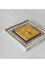 Ebru Lale Desenli Çerçeveli Taş Tablo , Çerçeveli Taş Duvar Dekoru 20 cm