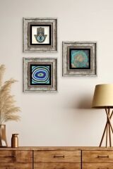 Mistik 3 lü Set Çerçeveli Taş Tablo 20 cm