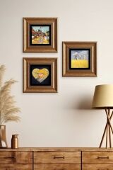 Van Gogh 3 lü Set Çerçeveli Taş Tablo 20 cm