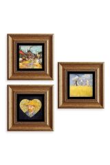 Van Gogh 3 lü Set Çerçeveli Taş Tablo 20 cm