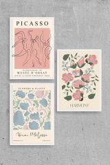 Ünlü Tablolar Üçlü Ahşap Çerçeveli Tablo 50 x 70