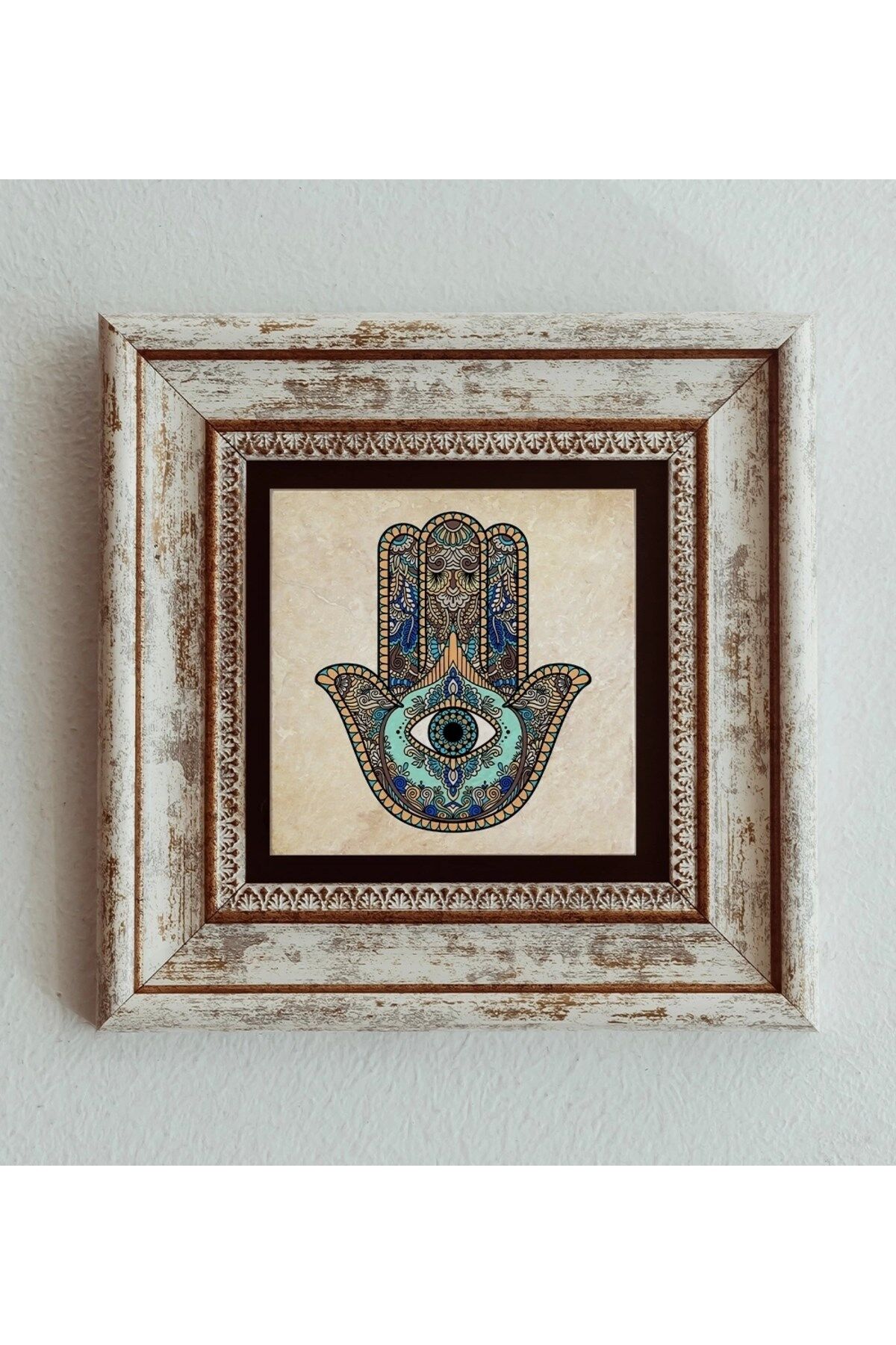 Fatma Ana Eli Çerçeveli Taş Tablo , Çerçeveli Taş Duvar Dekoru 20 cm