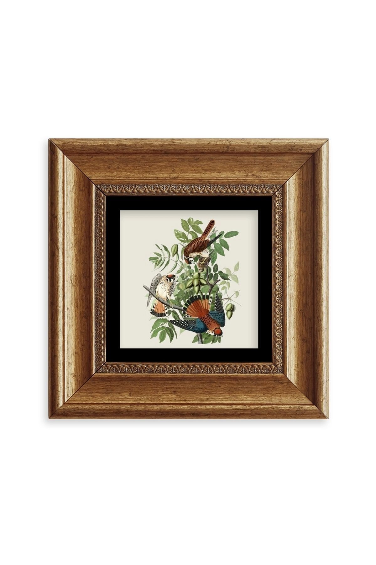 Kuş ve Yapraklar Çerçeveli Taş Tablo 20 cm