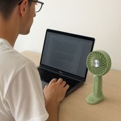 BUFFER® Masa Üstü Standlı USB ile Şarj Olabilen 3 Ayarlı Fan Modlu Çanta Tipi El Fanı