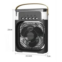 BUFFER® Taşınabilir 3 Farklı Mod Ayarlı 7 Farklı Led Işıklı Sulu Soğutmalı Taşınabilir Masaüstü USB Fan Vantilatör