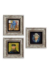 Van Gogh 3 lü Set Çerçeveli Taş Tablo 20 cm