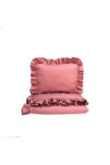 Gül kurusu fırfırlı çift kişilik nevresim takımı